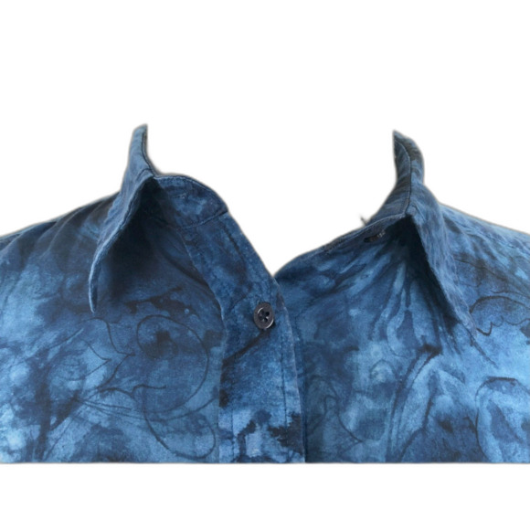 Ralph Lauren Button Up Lightweight Shirt Blouse Tie Dye Watercolor With Pockets - Picture 5 of 10